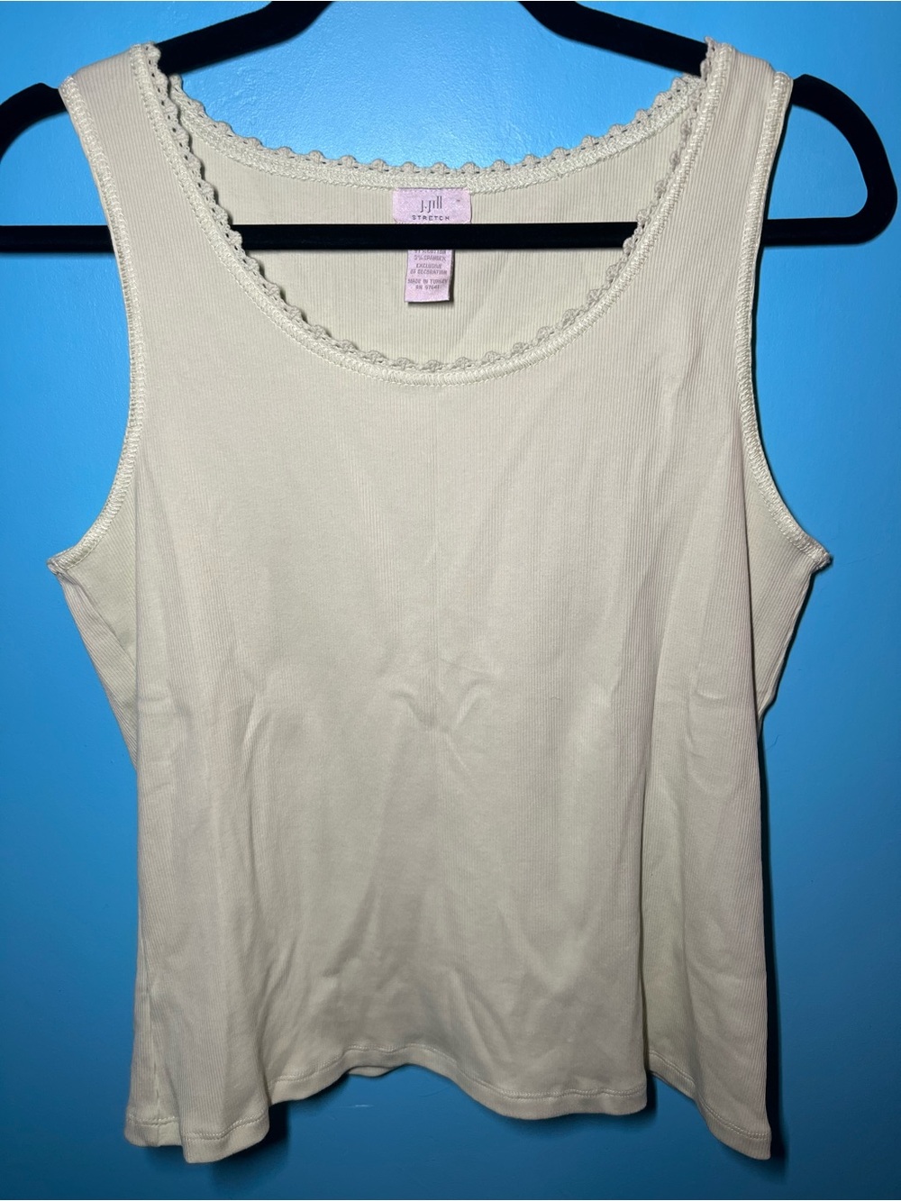 J. Jill Cream Lace-Trim Tank Top